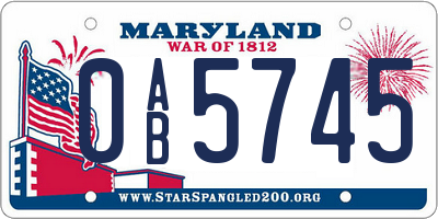 MD license plate 0AB5745
