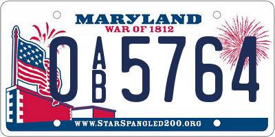 MD license plate 0AB5764
