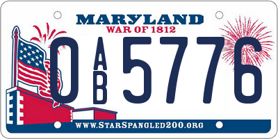 MD license plate 0AB5776