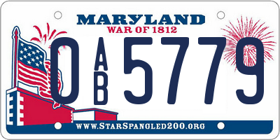MD license plate 0AB5779