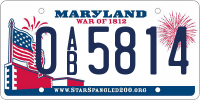 MD license plate 0AB5814