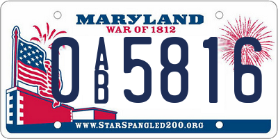 MD license plate 0AB5816