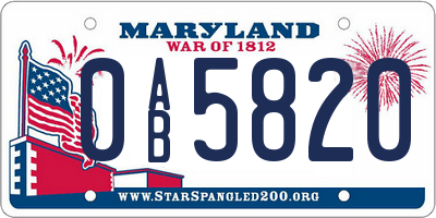 MD license plate 0AB5820