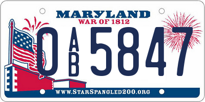MD license plate 0AB5847