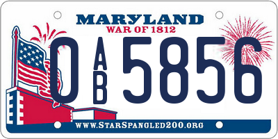 MD license plate 0AB5856