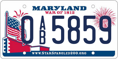 MD license plate 0AB5859