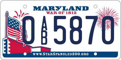 MD license plate 0AB5870