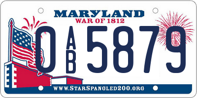 MD license plate 0AB5879