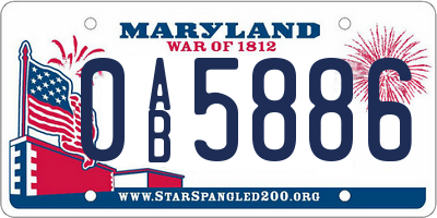 MD license plate 0AB5886