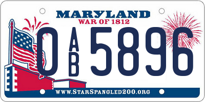 MD license plate 0AB5896