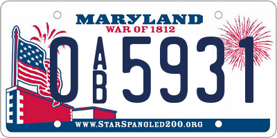MD license plate 0AB5931