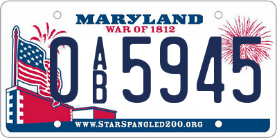MD license plate 0AB5945