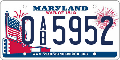 MD license plate 0AB5952