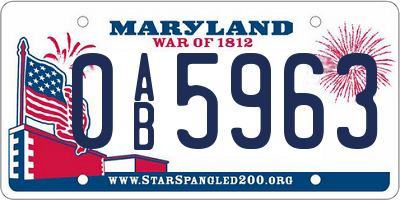 MD license plate 0AB5963