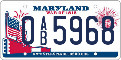 MD license plate 0AB5968