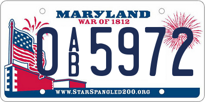 MD license plate 0AB5972