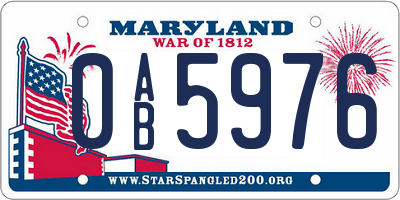 MD license plate 0AB5976
