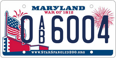 MD license plate 0AB6004