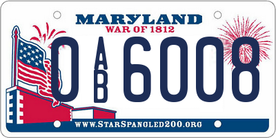 MD license plate 0AB6008