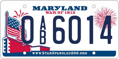 MD license plate 0AB6014