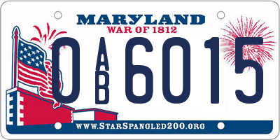 MD license plate 0AB6015