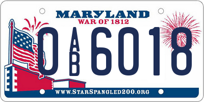 MD license plate 0AB6018