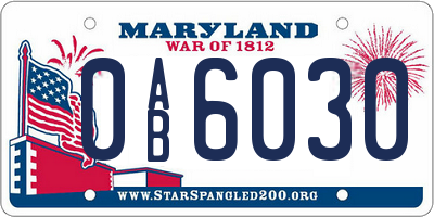 MD license plate 0AB6030