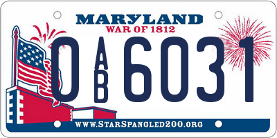 MD license plate 0AB6031