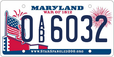 MD license plate 0AB6032
