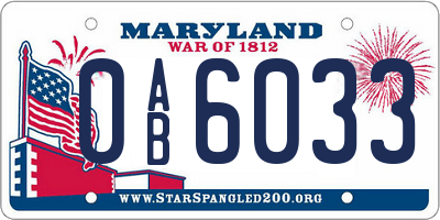 MD license plate 0AB6033