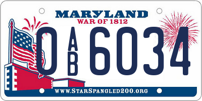 MD license plate 0AB6034
