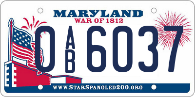 MD license plate 0AB6037