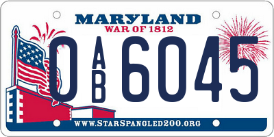 MD license plate 0AB6045
