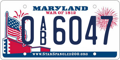 MD license plate 0AB6047