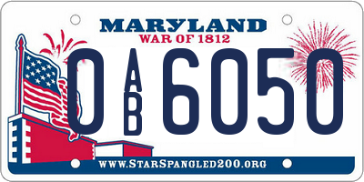 MD license plate 0AB6050