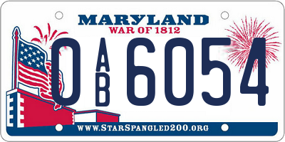 MD license plate 0AB6054