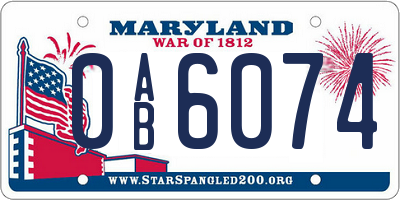 MD license plate 0AB6074