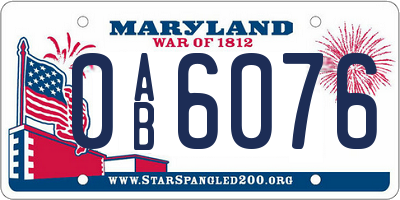 MD license plate 0AB6076