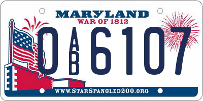 MD license plate 0AB6107