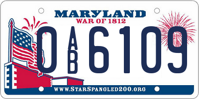 MD license plate 0AB6109