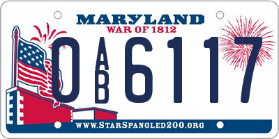 MD license plate 0AB6117