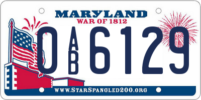 MD license plate 0AB6129