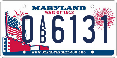 MD license plate 0AB6131