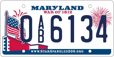 MD license plate 0AB6134