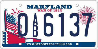 MD license plate 0AB6137
