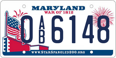 MD license plate 0AB6148