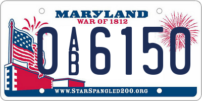MD license plate 0AB6150