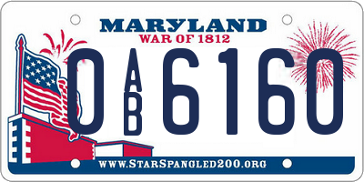 MD license plate 0AB6160