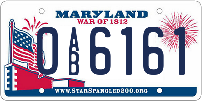 MD license plate 0AB6161