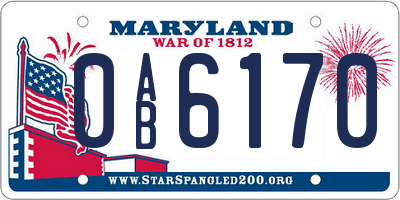 MD license plate 0AB6170